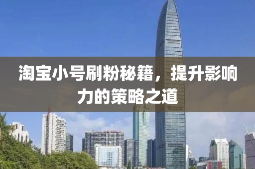 淘宝小号刷粉秘籍，提升影响力的策略之道