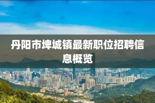 丹阳市埤城镇最新职位招聘信息概览