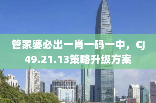 管家婆必出一肖一码一中，CJ49.21.13策略升级方案