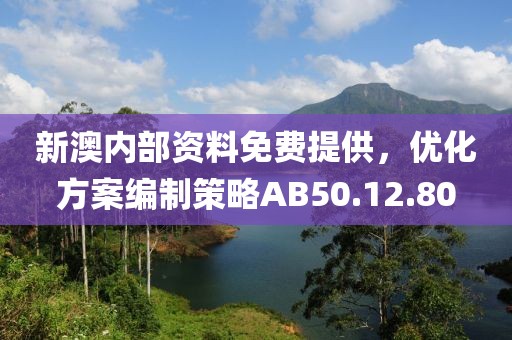 新澳内部资料免费提供，优化方案编制策略AB50.12.80
